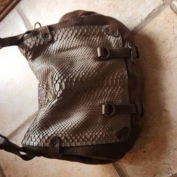 Abaco Jamily Python Snake Flap Bag - Brown - Picture 7 of 17